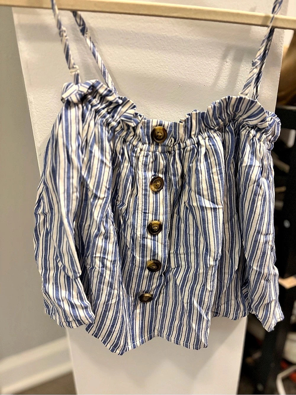 American Eagle Striped Blue & White Baby 3M Blouse Like New